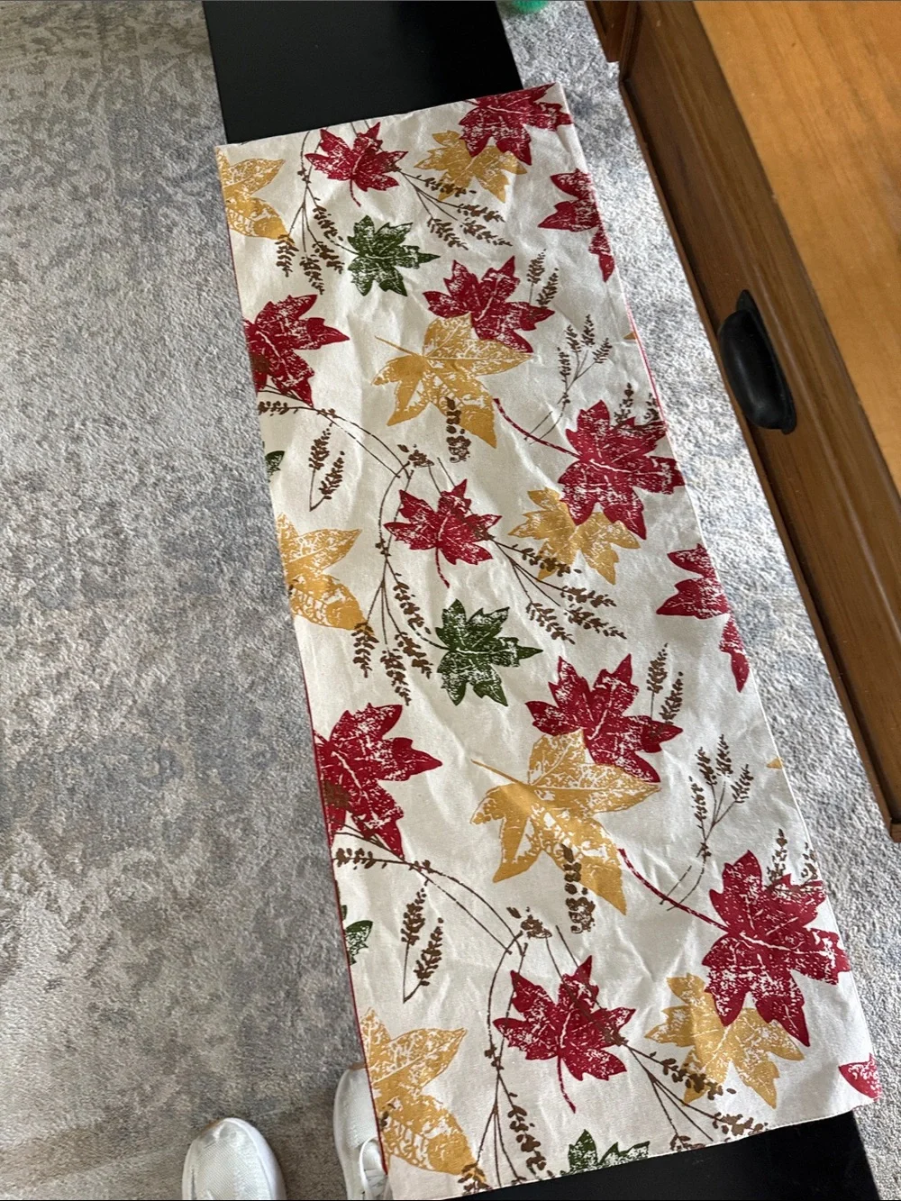 Seasonal Leaf Table Runner in Red, Gold, and Green